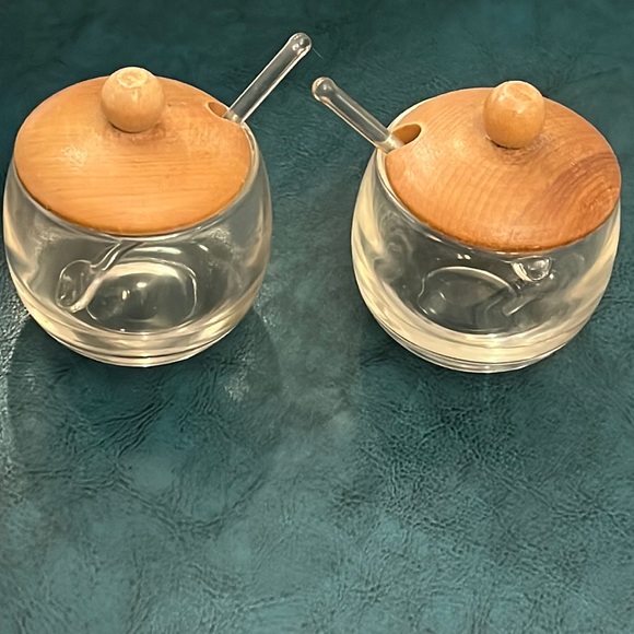 🎉HP🎉Vintage Jam Set Glass & Wood - Picture 2 of 8